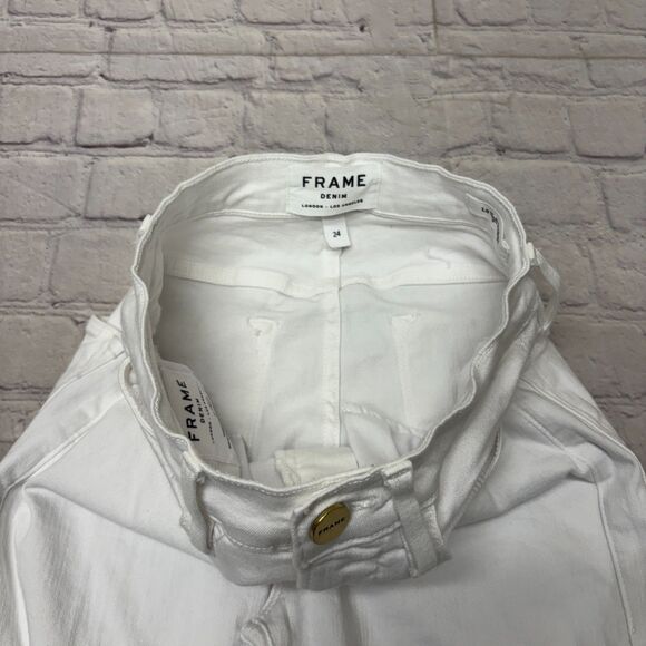 Frame Women Le High Straight Jeans Size 24 White Denim C032 -30 - Picture 14 of 16